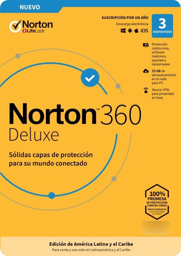 Antivirus Norton 360 Deluxe 3 Dispositivos 1 Año