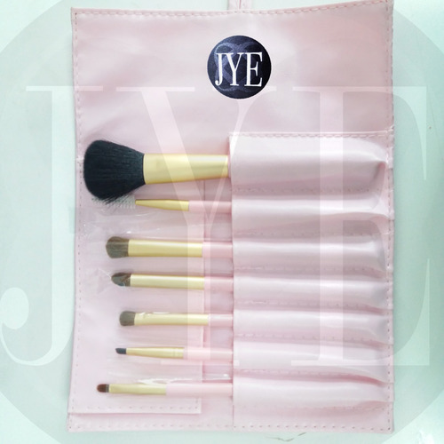 Paquete Brochas Maquillaje Jye 7 Pcs Con Estuche 5000 Piezas Color Gris