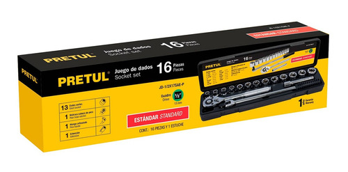 Juego De Dados Llaves Herramientas 16 Piezas Pretul 1/2 PuLG