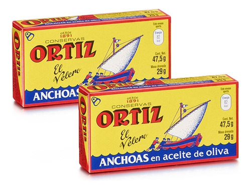 Filetes Anchoas En Aceite De Oliva Ortiz Velero Lata 95g