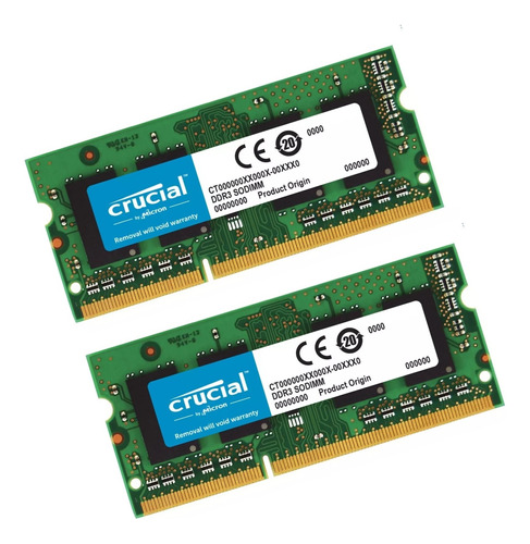 Memoria Ram Ddr3 8gb 1600mhz Portatil 2 (4gb) Crucial