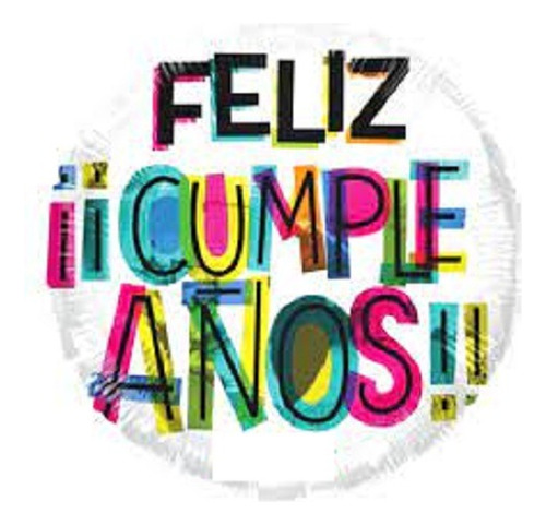 4 Globos 18in Met Feliz Cumpleaños Multicolor Subrayado Hbd