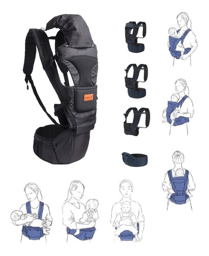 Mochila Porta Bebe Hasta 15kg Hipseat Faja Lumbar Asiento 