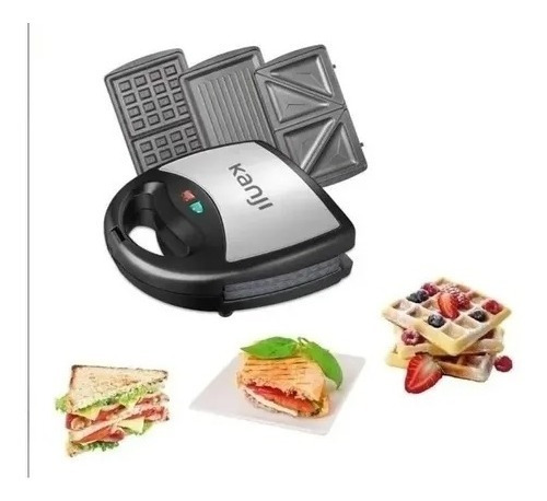 Sandwichera Kanji Waflera Grill 3 En 1 Placa Antiadherente