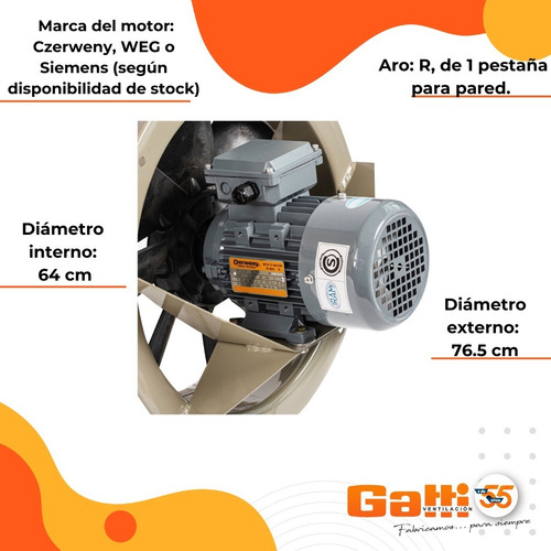 Imagen 6 de 10 de Extractor De Aire Axial Industrial 65 Cm P/ Pared Gatti Ventilación