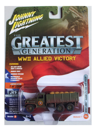 Johnny Lightning Wwii Gmc Cckw Camión 6x6 2 Y Media Ton