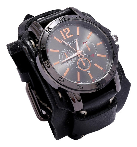 Reloj De Pulsera Para Hombre, Reloj De Cuero, Correa Ancha,