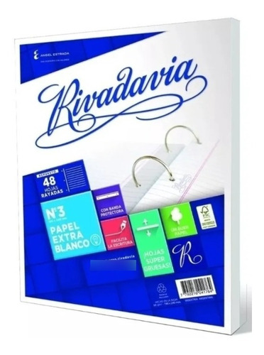 Repuesto Rivadavia Nº3 48 Hojas Con Banda Protectora Pack X2