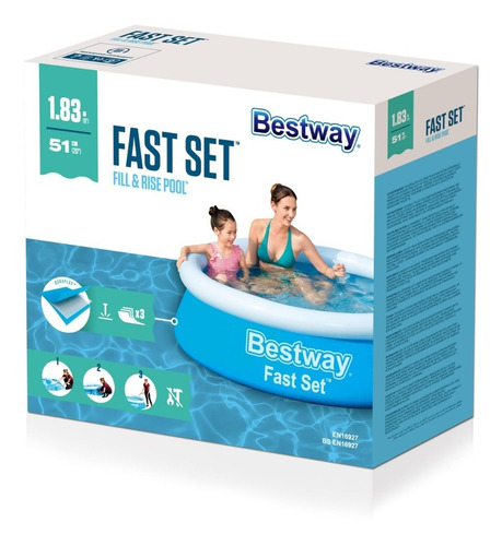 Pileta Bestway Fast Set 57392 - 1.83 mts - Redonda Auto portante Sin Caños