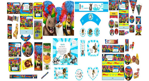 Kit Imprimible Madagascar 3 Diseñá Tarjetas Cumples Y Mas