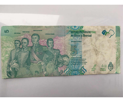 Billetes $5 Argentina Serie Patria