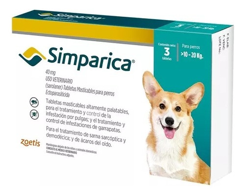 Simparica 1 Tableta Perros 10 A 20 Kg 