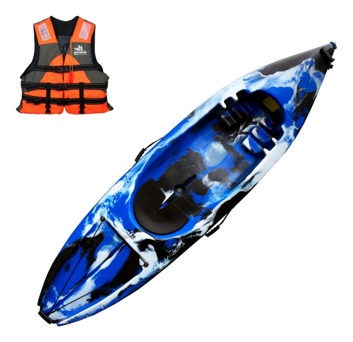 Kayak Caiaker Lambari 1 Plaza Resistente Estable Aventureros Color Camo Azul