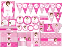 Comprar Kit Imprimible Comunión Nena Con Rosa Textos Editables!