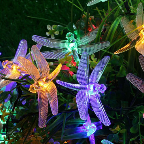 Imagen 6 de 10 de Serie De Luces Coloridas Libélula Carga Solar 6.5 M