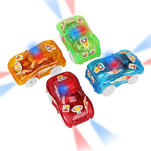 ~? 4 Pack Track Cars Magic Toy Car Glow In The Dark Cute Rac