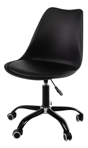 Sillas Eames Silla De Oficina Acolchada Ruedas Minimalista Color Negro Material Del Tapizado Vinipiel