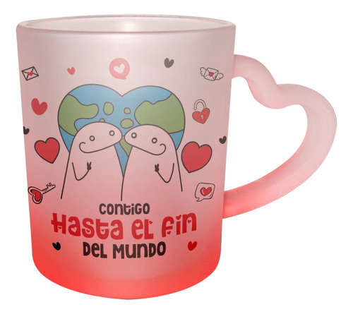 Taza Personalizada De Vidrio Empavonada Roja Asa Corazón