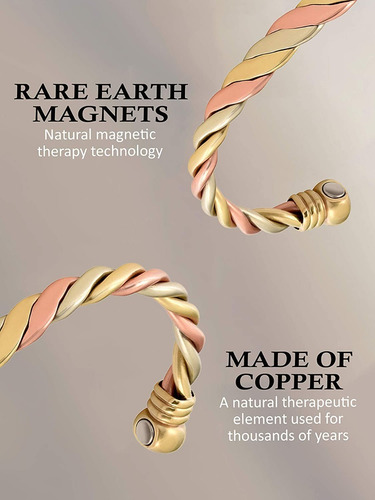 Imagen 3 de 6 de Pulsera Magnética De Cobre De Alta Potencia Con Triple Puño