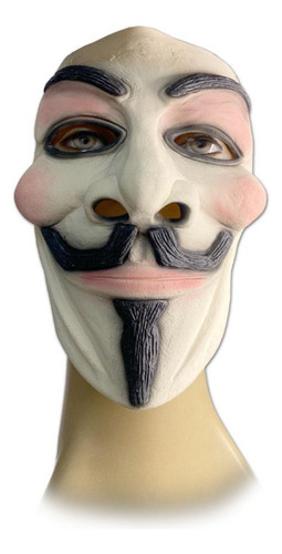 Máscara Vingador Anônimo Látex Com Elástico Halloween Spook Cor Branco Vingança
