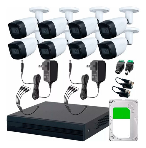 Dahua Kit De Cctv 8 Cámaras 2 Mp Metálicas Audio + Hdd 3 Tb