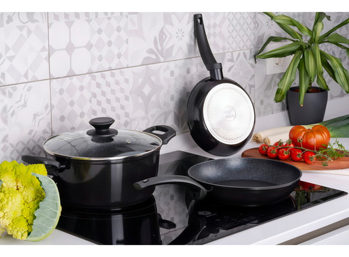 Batería Cacerola Sartenes Vivant Aluminio Negro Fagor