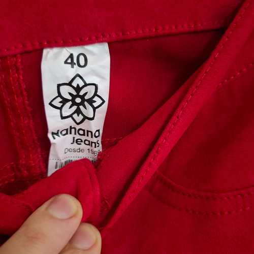 Pantalon Chupin Terciopelo Rojo Nahana Tiro Alto 40
