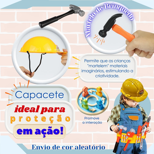 Furadeira De Brinquedo + Kit Cinto C/ Ferramentas Construção