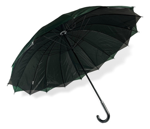 Paraguas Sombrilla Jumbo Gancho D Piel Filtro Uv Doble Tela Color Negro Diseño De La Tela Liso