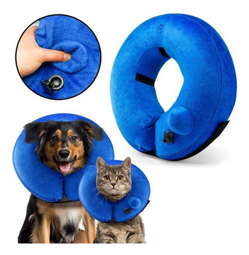 Collar Isabelino Inflable Anti Mordidas Para Perros Y Gatos Azul Collar Isabelino Inflable S
