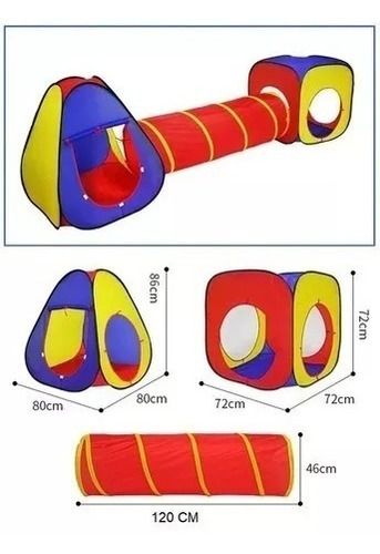 Imagen 6 de 10 de Juego 3 Piezas Infantil Túnel Cubo Y Carpa Plegable Fácil