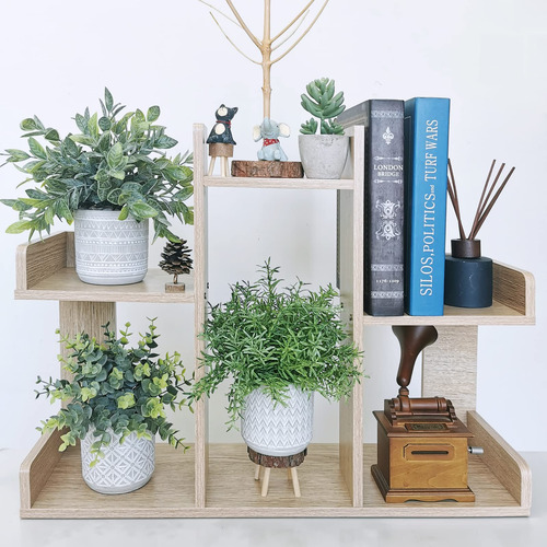 Plantas Artificiales Eucalipto Y Romero Con Maceta Gris 3 Pz Verde