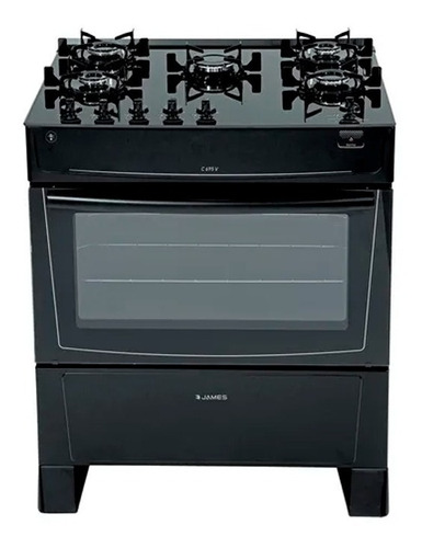 Cocina 5 Hornallas Gas James C695-v Negra Mesa Vidrio Ltc