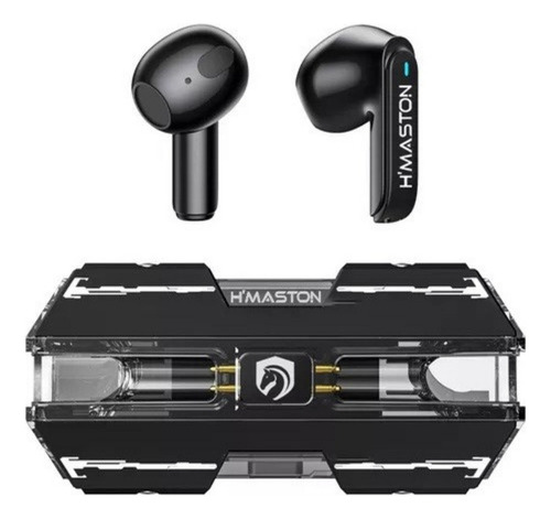 Fone Bluetooth Hmaston 5.3 Tws Gamer Music C/ Led - Rs62 Cor Preto
