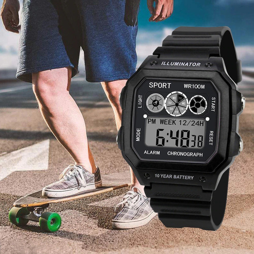 Relógio Masculino Digital Preto Esporte Militar Ultra Light