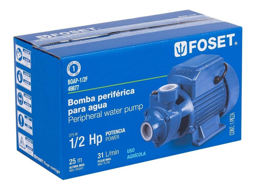Imagen 3 de 5 de Bomba Eléctrica Periférica Agua 1/2 Hp, 49877 Foset