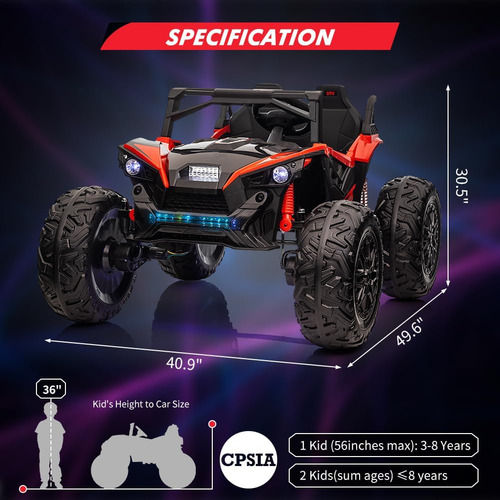 24v 2 Asientos Cabalga En Utv Con Control Remoto, 17 Ruedas