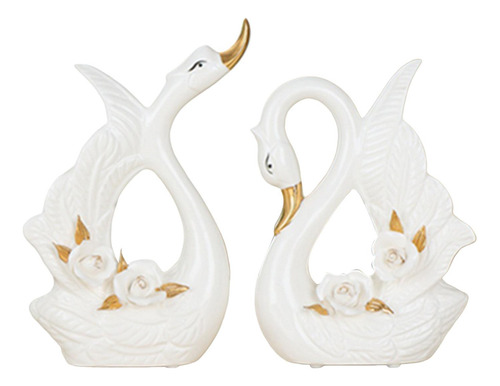 2 Piezas Pareja Estatuas De Cisne Figuras De Cisne Adornado