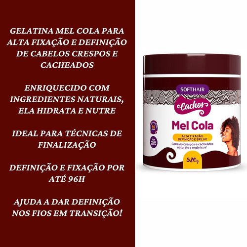 Gelatina Mel Cola Comprar Super Definição Fixação De Cachos