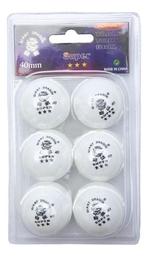 Pack 6 Pelotas Ping Pong 3 Estrellas Giant Dragon Platinum40