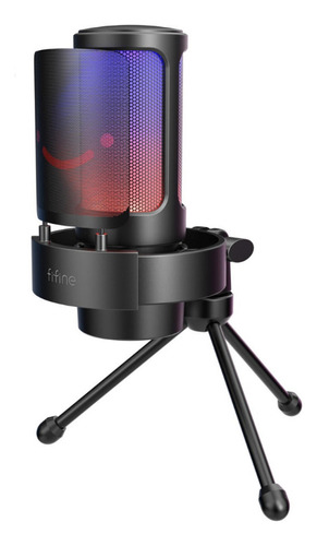 Microfono Condensador Fifine Ampligame A8v Rgb Usb Color Negro