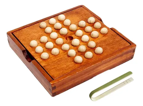 Juego De Solitario De Madera De Thuya – Tablero Circular De 20 Cm Con 32 Canicas De Vidrio, Estrategia Clásica Para Todos