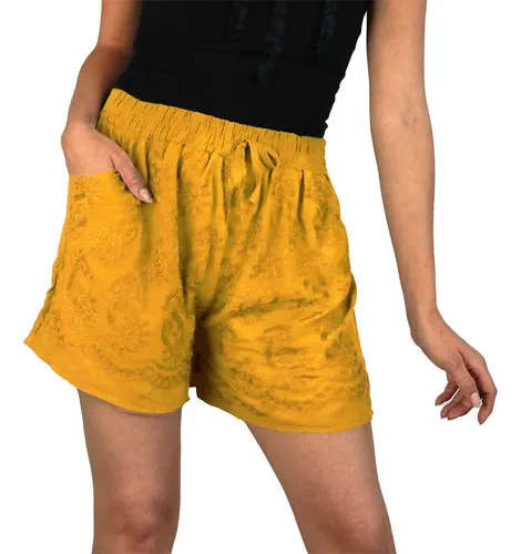 Short color mostaza mujer sale