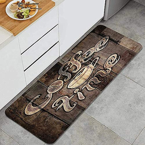 Jismuci Alfombra De Cocina, Modern Coffee Time Grunge Back P