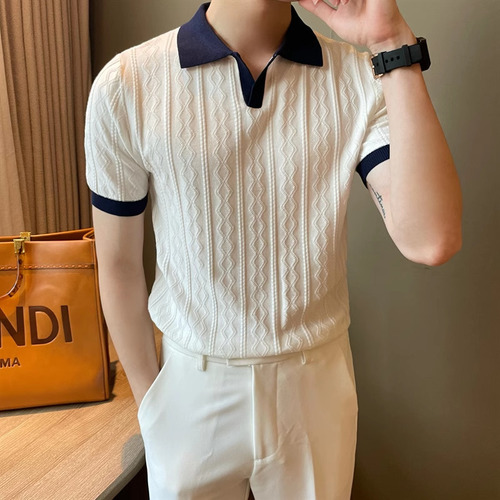 Polo De Hombre Con Textura De Jacquard Elástico