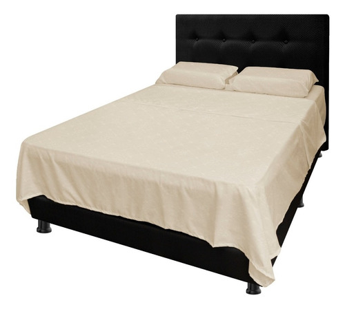 Juego De Sábanas Tela 100% Poliéster Para Cama Semidoble- Color Beige Diseño De La Tela Liso