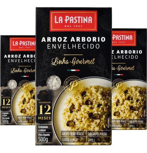 3x Arroz Arborio Envelhecido La Pastina 500g Kit Arbório 