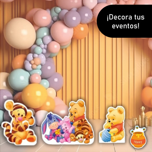 Figuras Winnie Pooh Bebé Base Rígida Kit 7 Pzas Coroplast