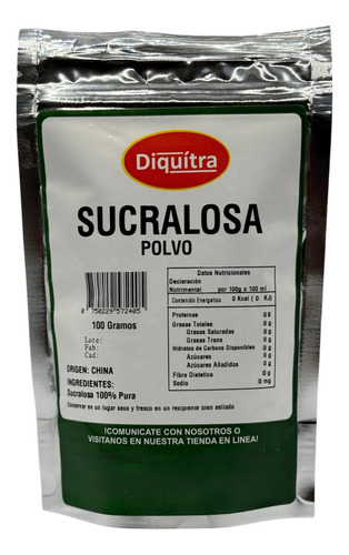 Sucralosa Sustituto De Azúcar Edulcorante 100% Puro 100 Gr