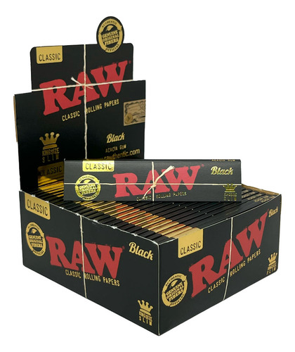 Caixa De Seda Raw Black Original Classic Preta Gold Com Selo